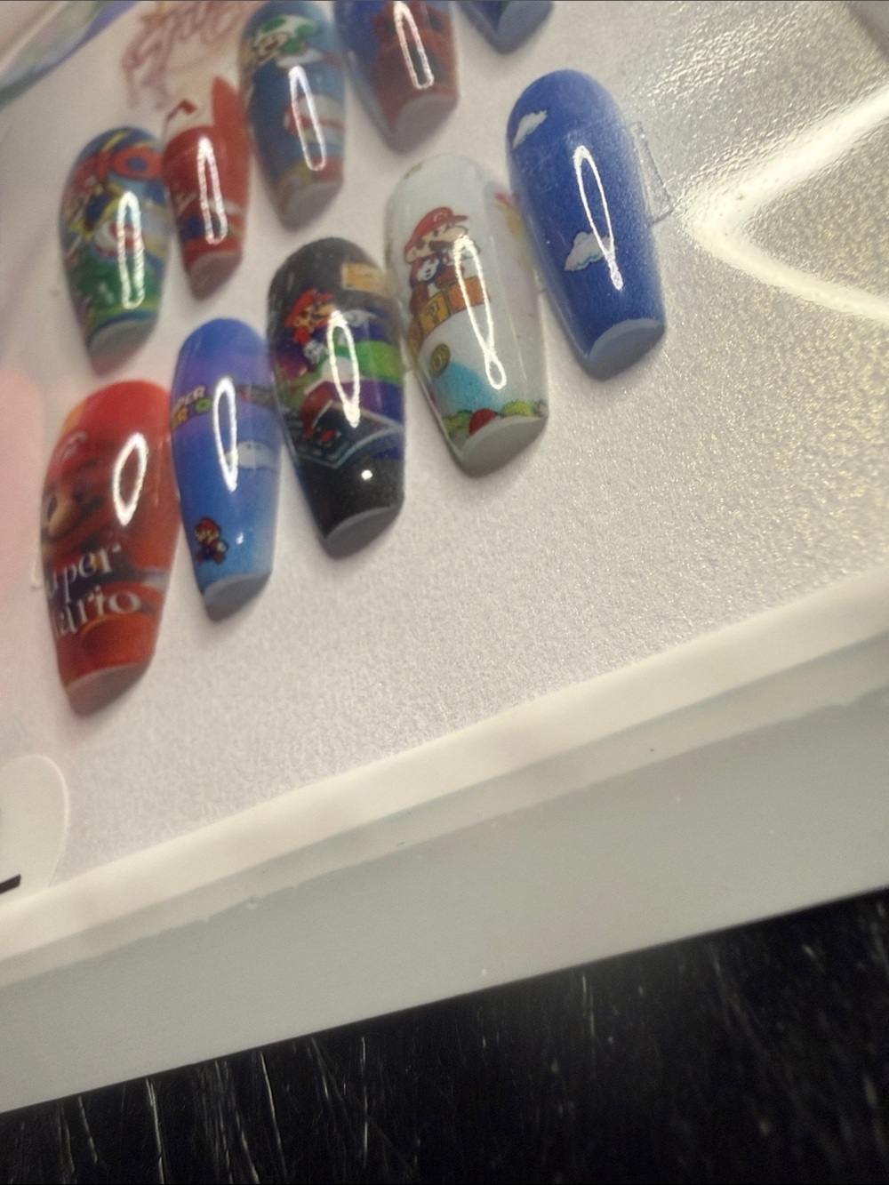 First Class Claws Super Mario Press-On Nails — Blue, Red, White, Black - Picture 4 of 5